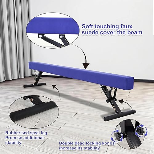 Miniatura 55 de Viga balana ajustable para niños, haz de gimnasia de 8 pies, haz de piso alto y bajo para todos los niveles de gimnasia, equipo de gimnasia Verde