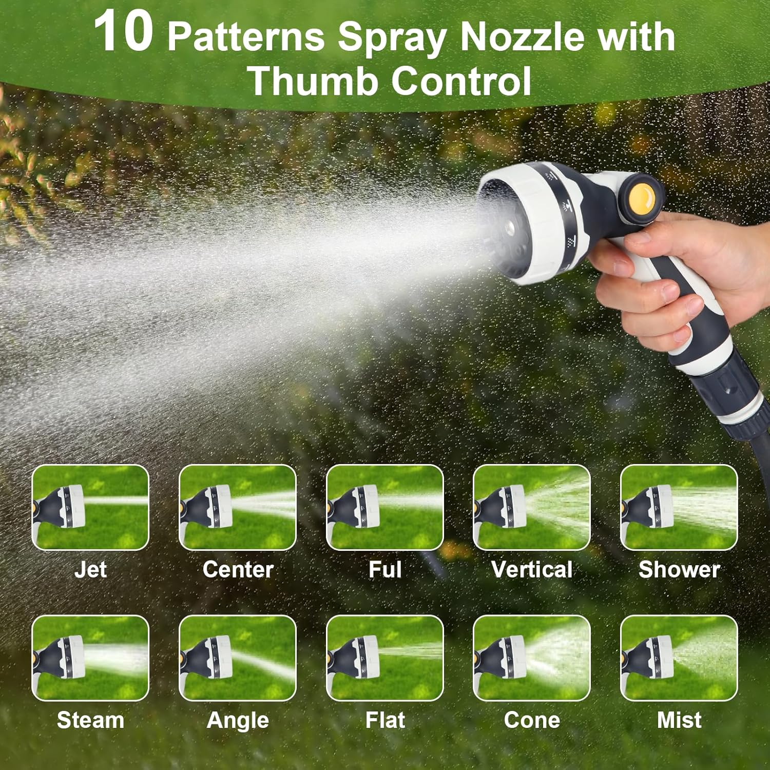 Retractable Garden Hose Reel, 1/2” x 60 ft Portable Hose Reel with 10 Patterns Spray Nozzle, Heavy Duty, Leakproof, Durable & Compact Design for Garden Watering, Car Washing, Pet