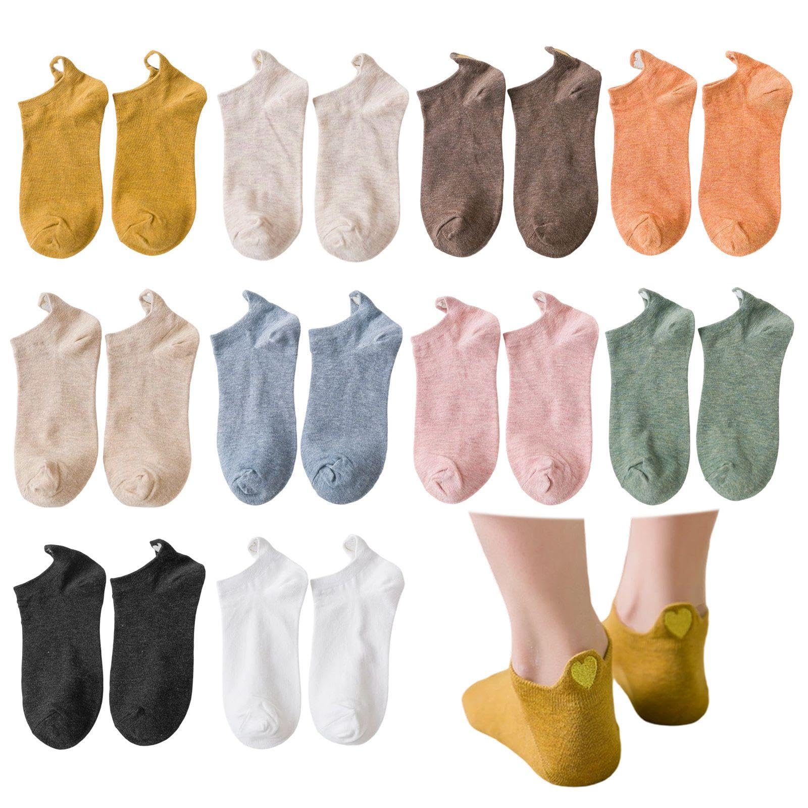 Rnfksu Unisex Black 10 Pairs Of Colored Love Socks, Home Floor Socks, Cute Socking For Women, Daily Wear Sock, Comfortable Warm Sock.