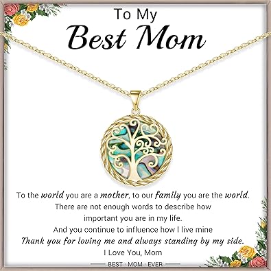Christmas Gifts for Women Tree of Life Necklace for Women Birthday Gifts for Her Stocking Stuffers Pendant Necklace with Shell Tree Mothers Day Gift for Mom Grandma Wife Daughter Anniversary Christmas Jewelry