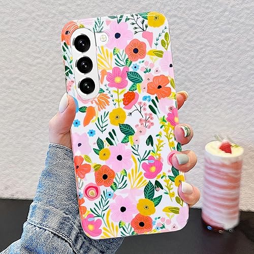 Miniatura 6 de J.west Garden Floral Galaxy S22 Plus - Funda 5G de 6.6 pulgadas, diseño de flores de TPU suave, a prueba de golpes, para mujeres y niñas, color rosa