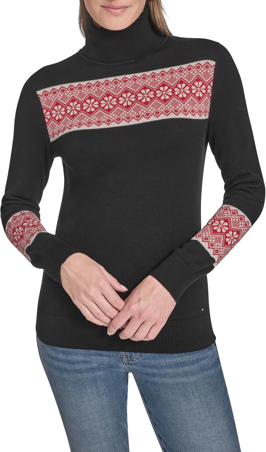 Tommy Hilfiger Womens Long Sleeve Cotton Turtleneck Light Weight Sweater