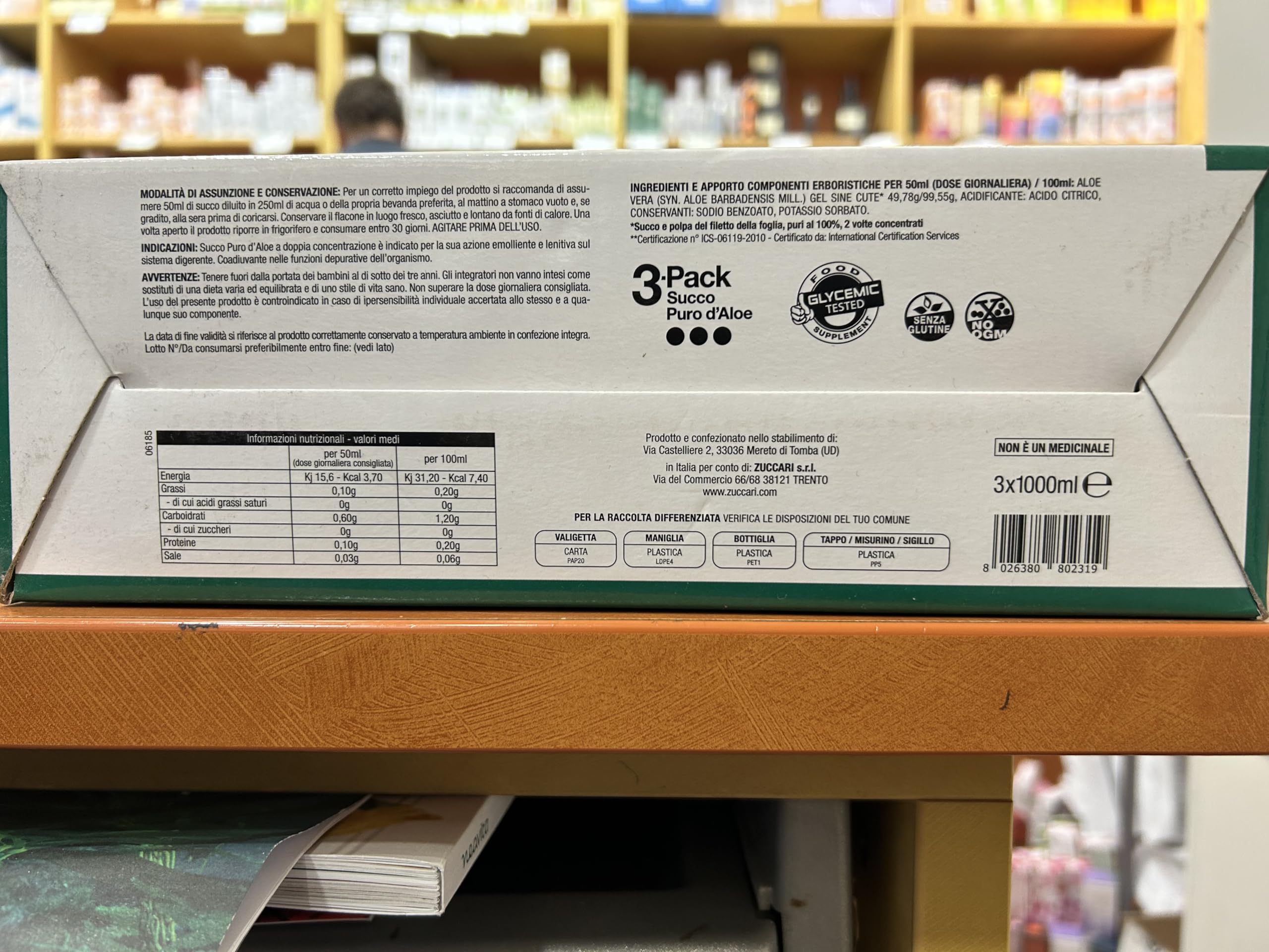 ZUCCARI Purificador Organismo Aloe Vera2 puro zumo de aloe 3 x 1000 ml + libro de regalo