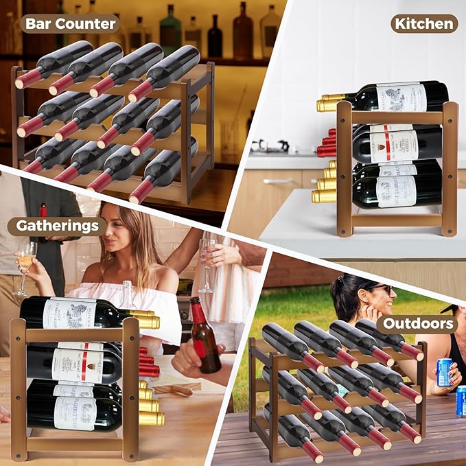 Janedream Soporte para Vino Bambú 3 Niveles para 12 Botellas miniatura 6