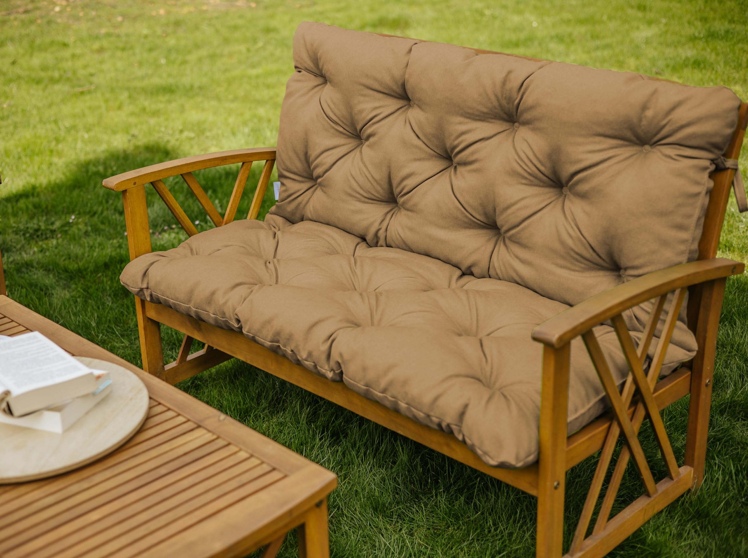 chilly pilley Coussin De Banc Coussin De Palette EU avec Dossier Coussin Balançoire De Jardin Matelassé avec Coutures Coussin De Jardin (100x50x50, Cappuccino)