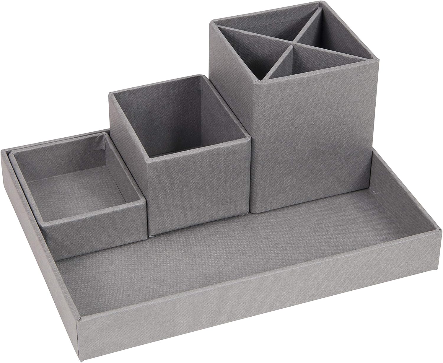 Bigso Lena 4-Piece Fiberboard Interchangable Desktop Organizer, 4.3 x 9.3 x 7 in, Grey