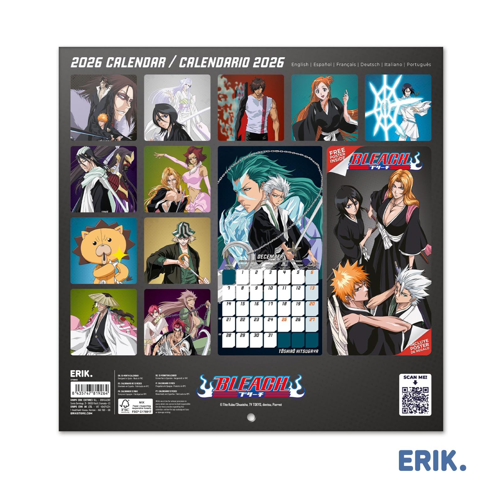 Grupo Erik Wall Calendar 2026 - Bleach Calendar 2026 | Square 30 x