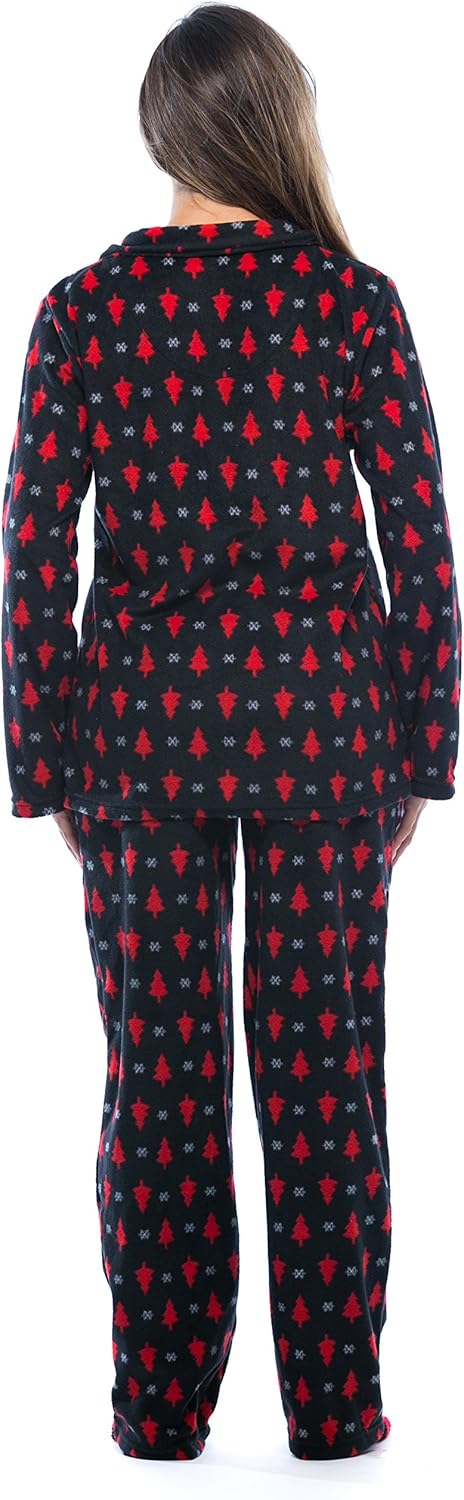 #followme Printed Microfleece Button Front PJ Pant Set with Socks - Image 3