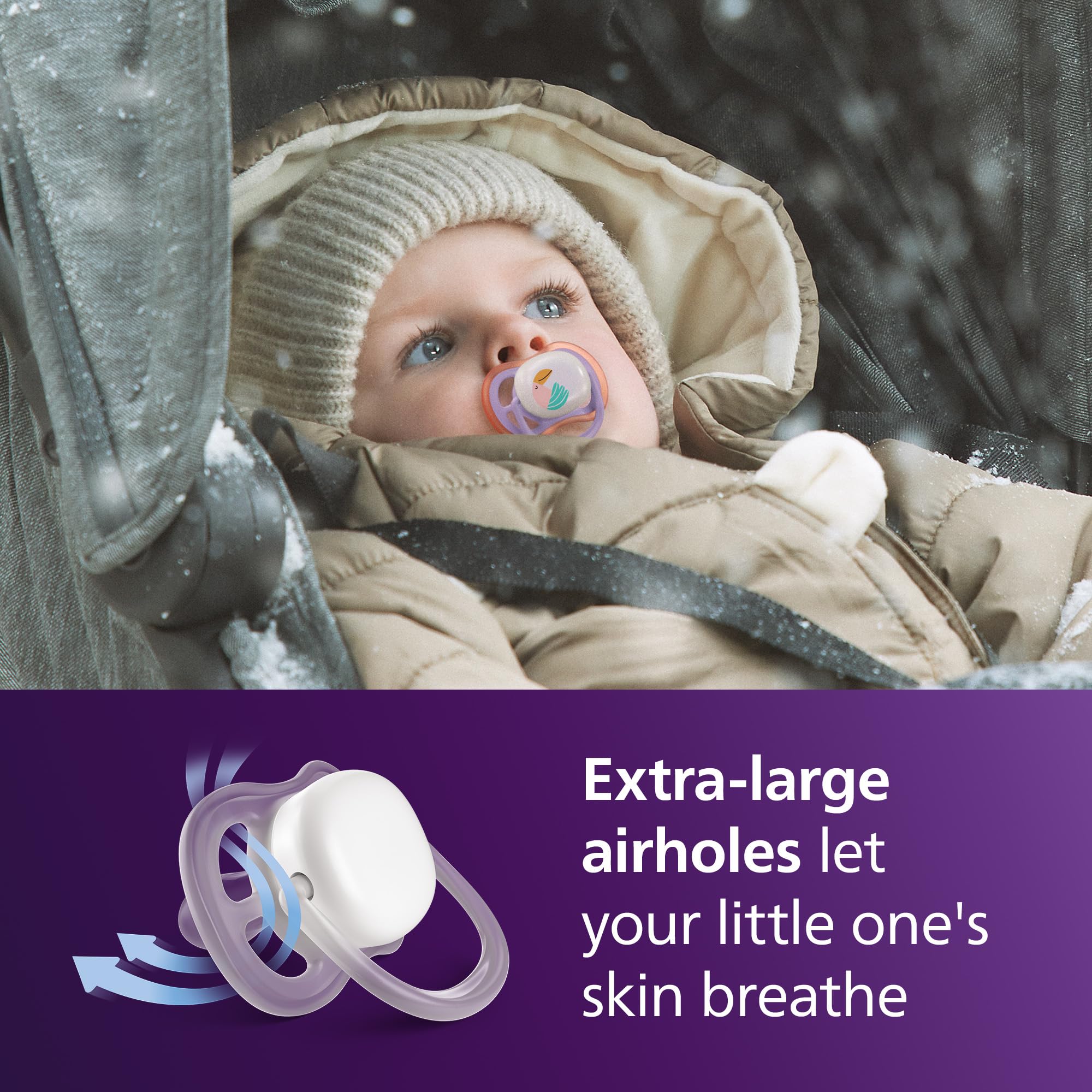 Philips Avent Ultra Air Nighttime Soothers, Orthodontic Design, for Babies 18 Months+, Glow in The Dark - Image 2