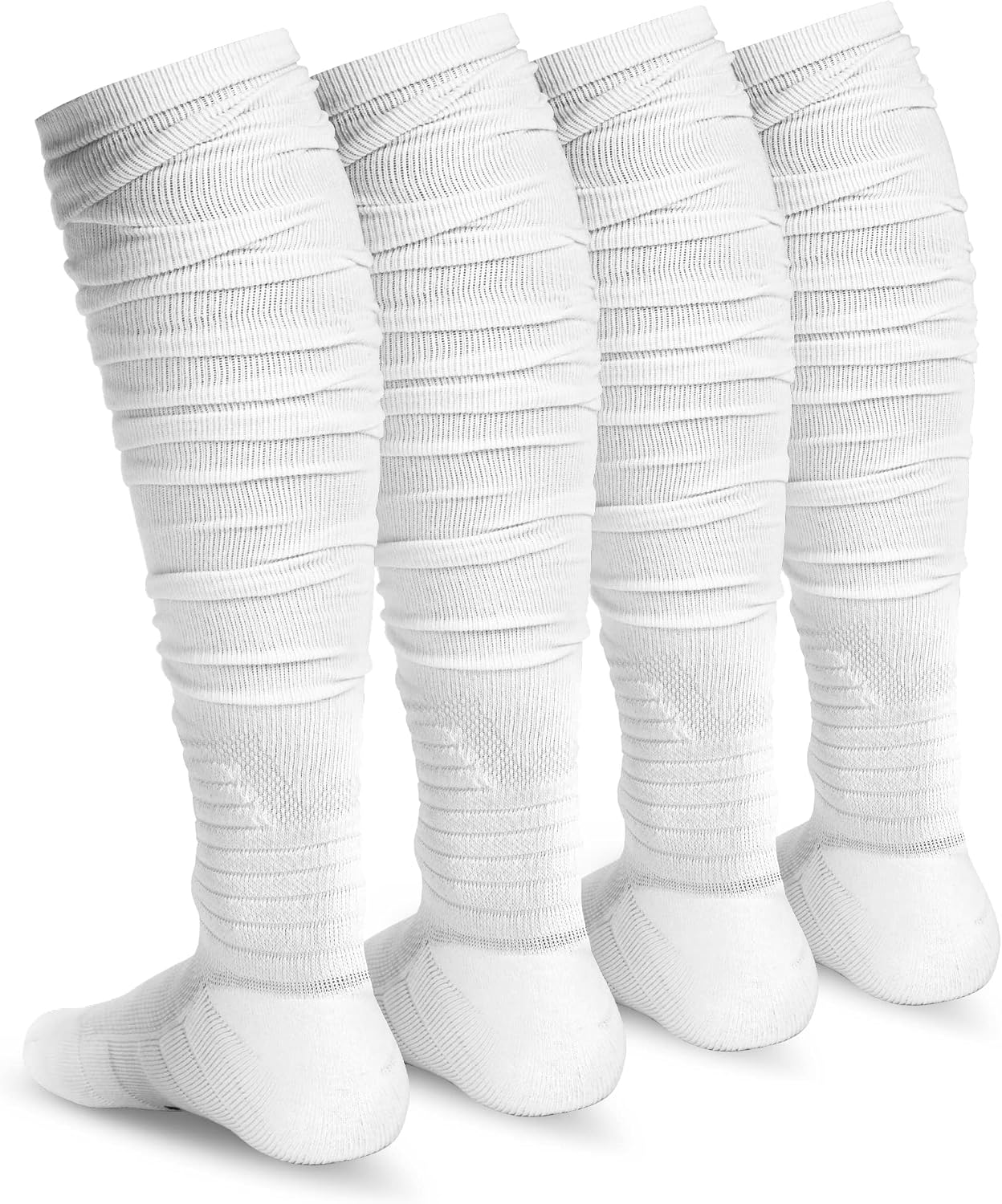 Finerview Scrunch Football Socks 2 Pairs, Extra Long Padded Sports Socks for Men & Women