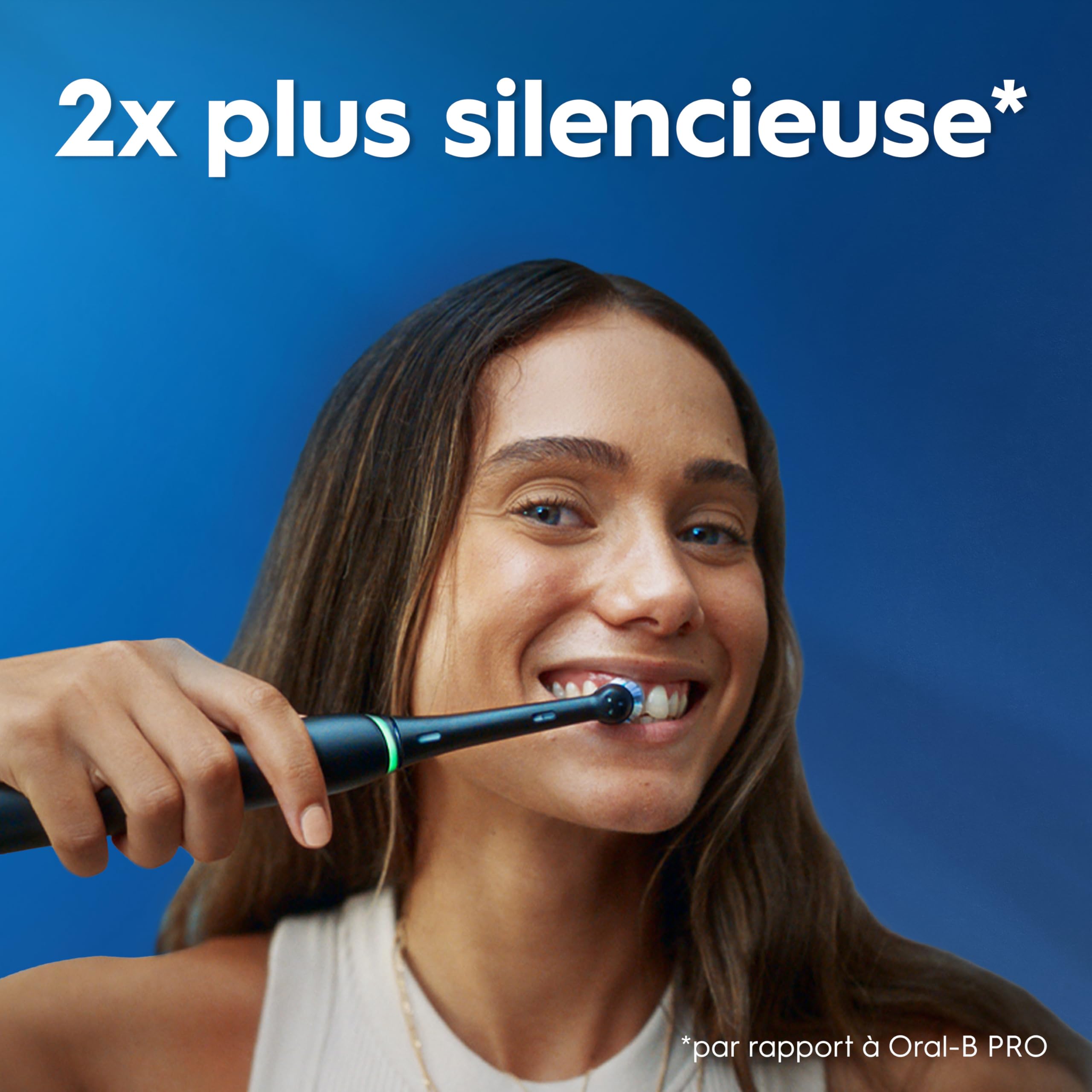Oral-B Brosse à Dents Electrique iO 3, 3 Brossettes de Rechange, Noire – 3 Modes de Brossage Silencieux dont Douceur et Blancheur, Capteur de Pression sur les Gencives, Batterie Rechargeable
