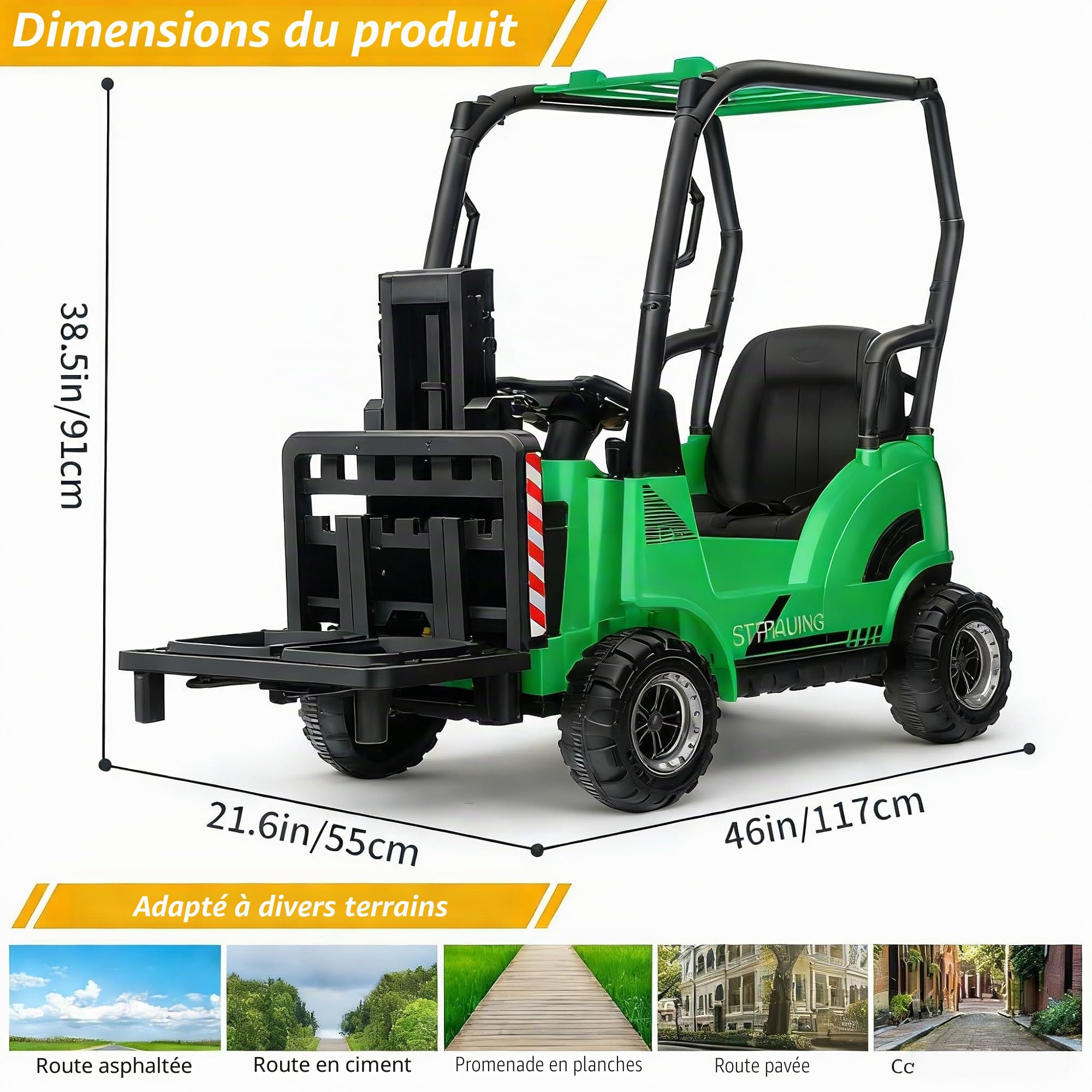 12V Voiture Électrique Enfant Chariot Élévateur avec Tente – Jouet De Construction à Fourche Réglable Et Palette – Idéal Intérieur Et Extérieur – Cadeau Fille Garçon Dès 3 Ans