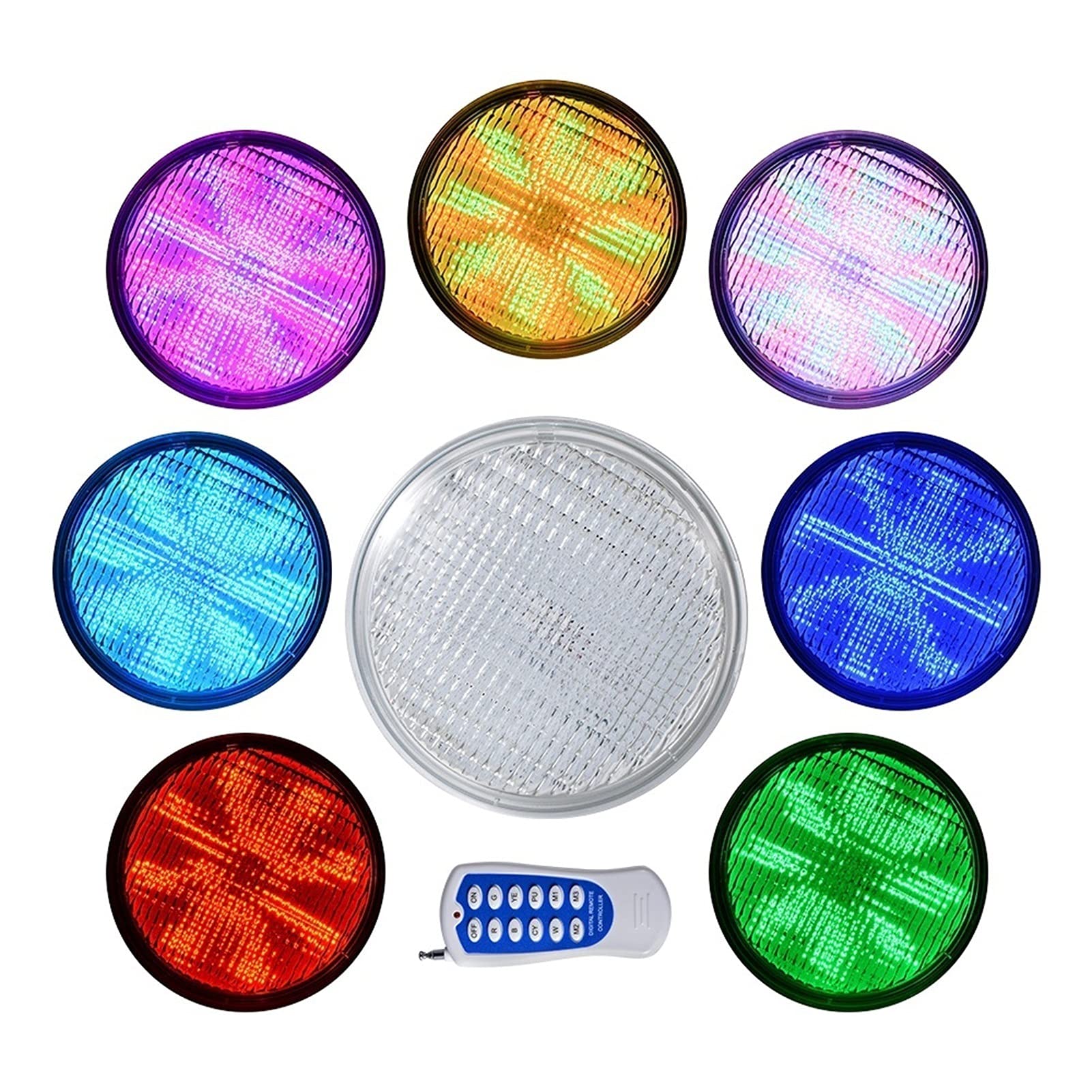 Foco Led RGB Para Piscina Empotrable con Nichos Par56 IP68 a Prueba de Agua 12V AC - Proyector Subacuático con Control Remoto Para Fiesta ( Color : R