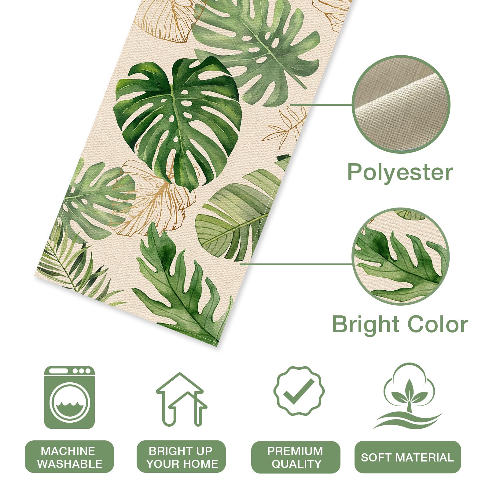 Seliem Monstera Tischlufer mit sommerlichen Palmenblttern, tropisches  Grn, Dekoration fr Zuhause, Kche, Esszimmer, Pflanze,  Frhlingsdekoration, ...