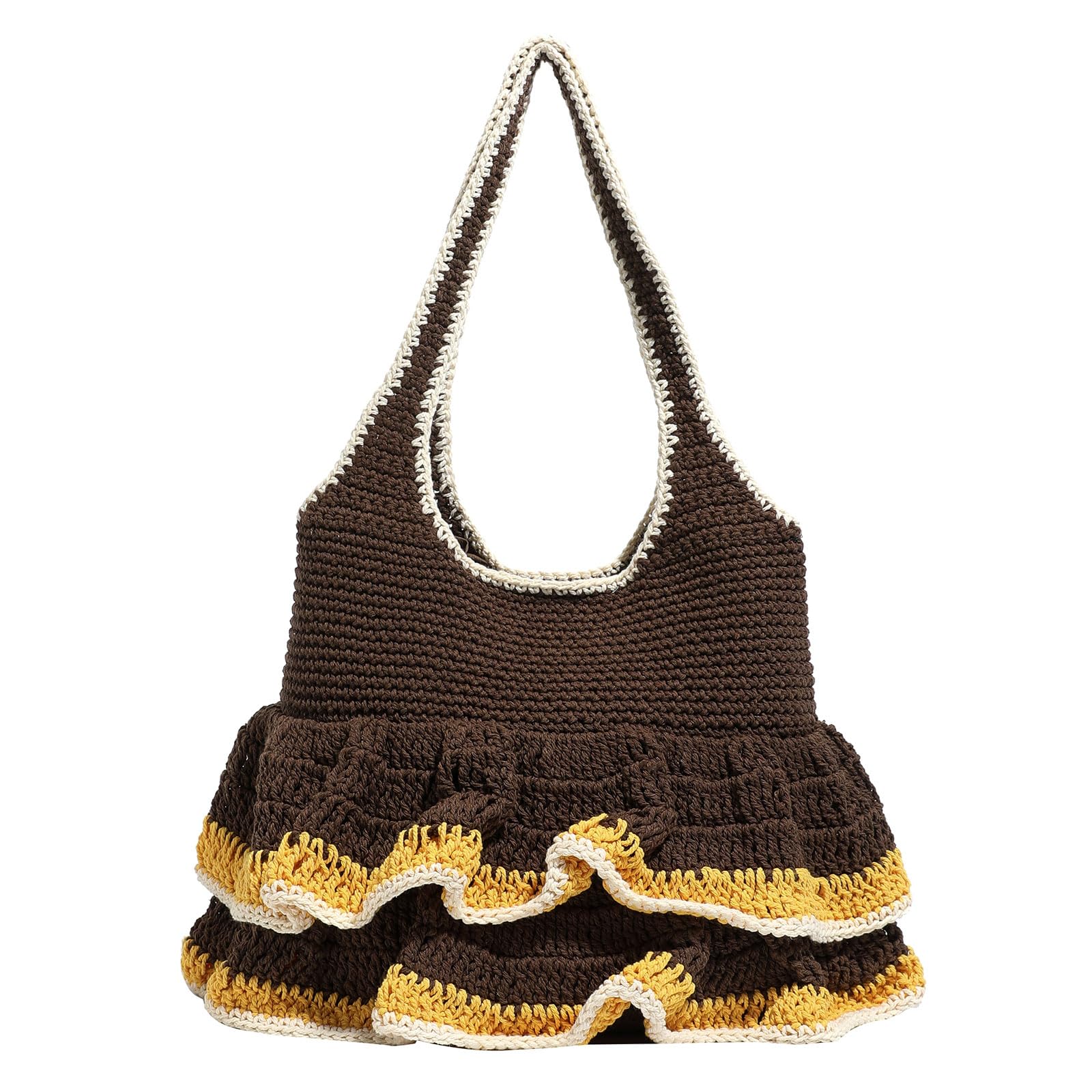 BWANGIAO Stylish Knit Shoulder Bag For Women Lightweight Beach Bag With Spacious Interior Underarm Purse for Various Occasion