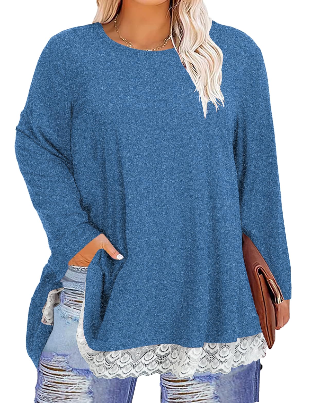 ForHailey Women's 3/4 Sleeve Plus Size Top Work Business Casual Tunic Shirts Henley Button up Blouses