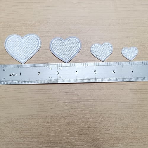 Miniatura 4 de 24 parches para planchar con corazón blanco, parches bordados con corazón para ropa, chaquetas, sombreros, mochilas, jeans