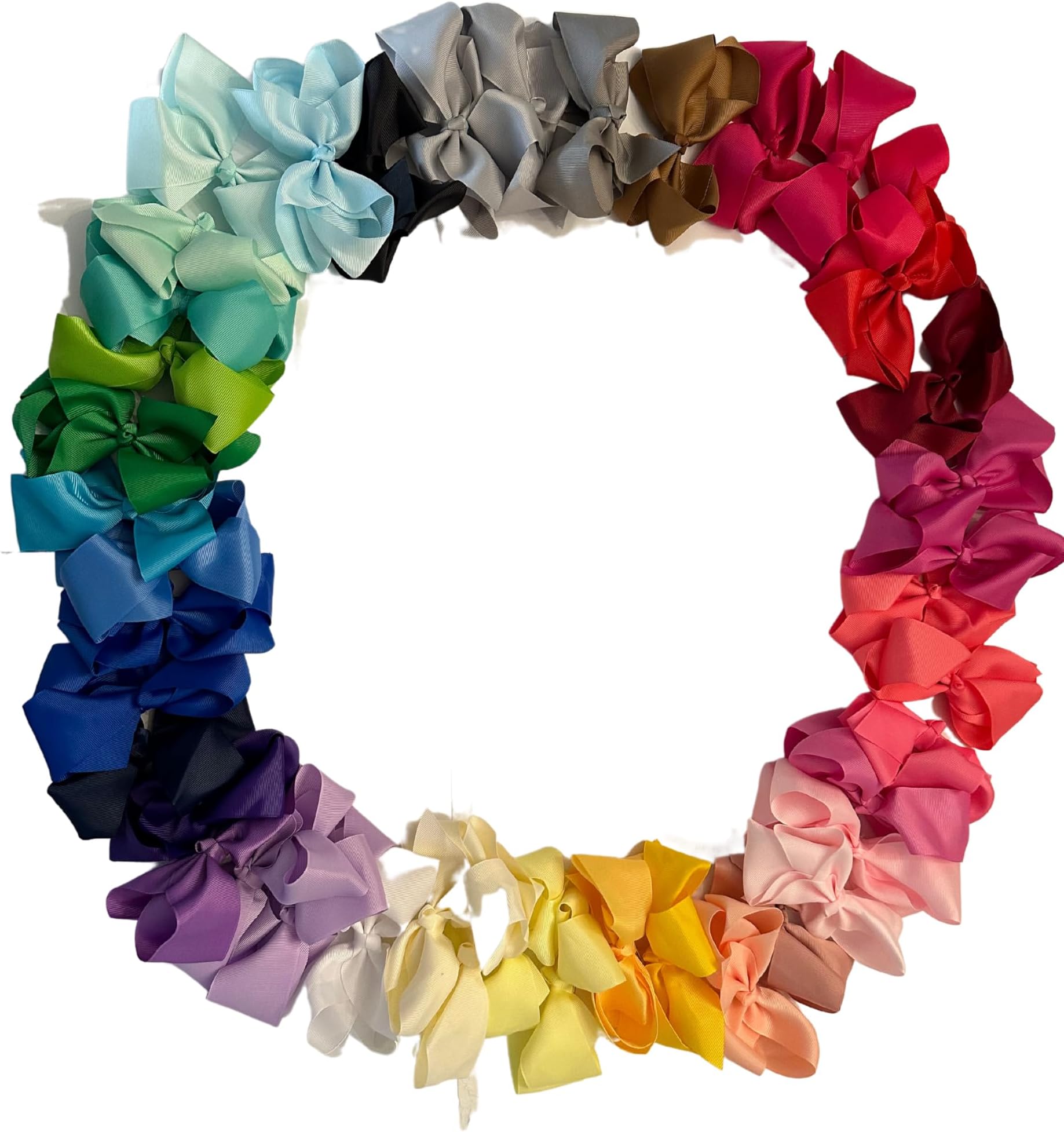 40pcs 6inch Hair bow Grosgrain Ribbon Alligator Clips Hair Accessories for Girl