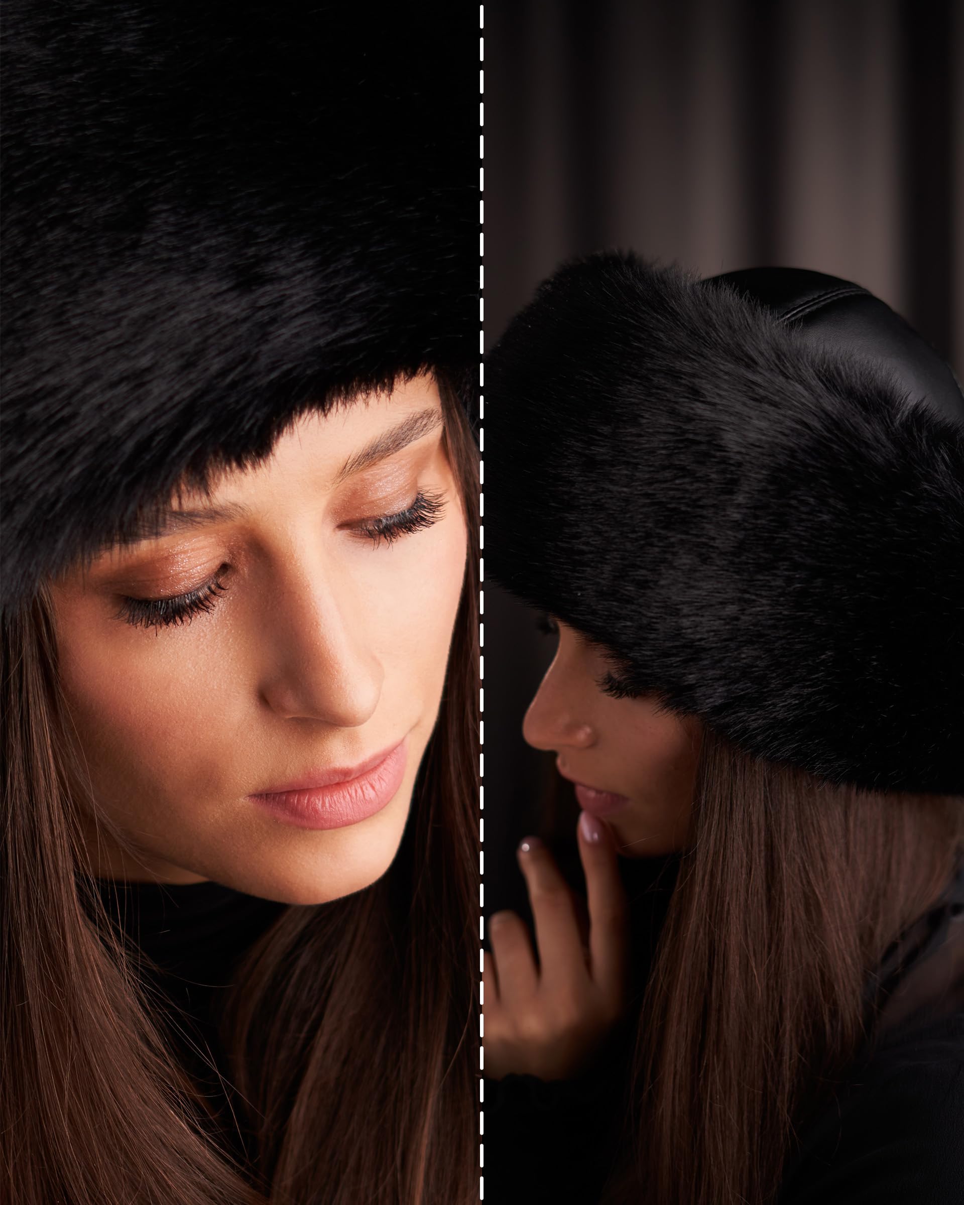 Futrzane Siberian Mütze mit Fellrand - Fellmütze Damen - Pelz und Leder Hut