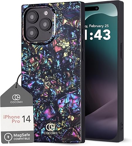Cocomii - Funda rectangular compatible con iPhone 14 Pro - Compatible con MagSafe, Opalescent Pearl, Glitter Sparkle, brillante, funda magnética
