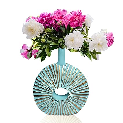 REGAL HOMEWARE Designer Vase for Home Decoration, Modern Design Flower Vase for Dining Table Centrepiece, Room, Office, Best Gifting Vase, Sky Blue Colour (30H x 28W x 10L) cm