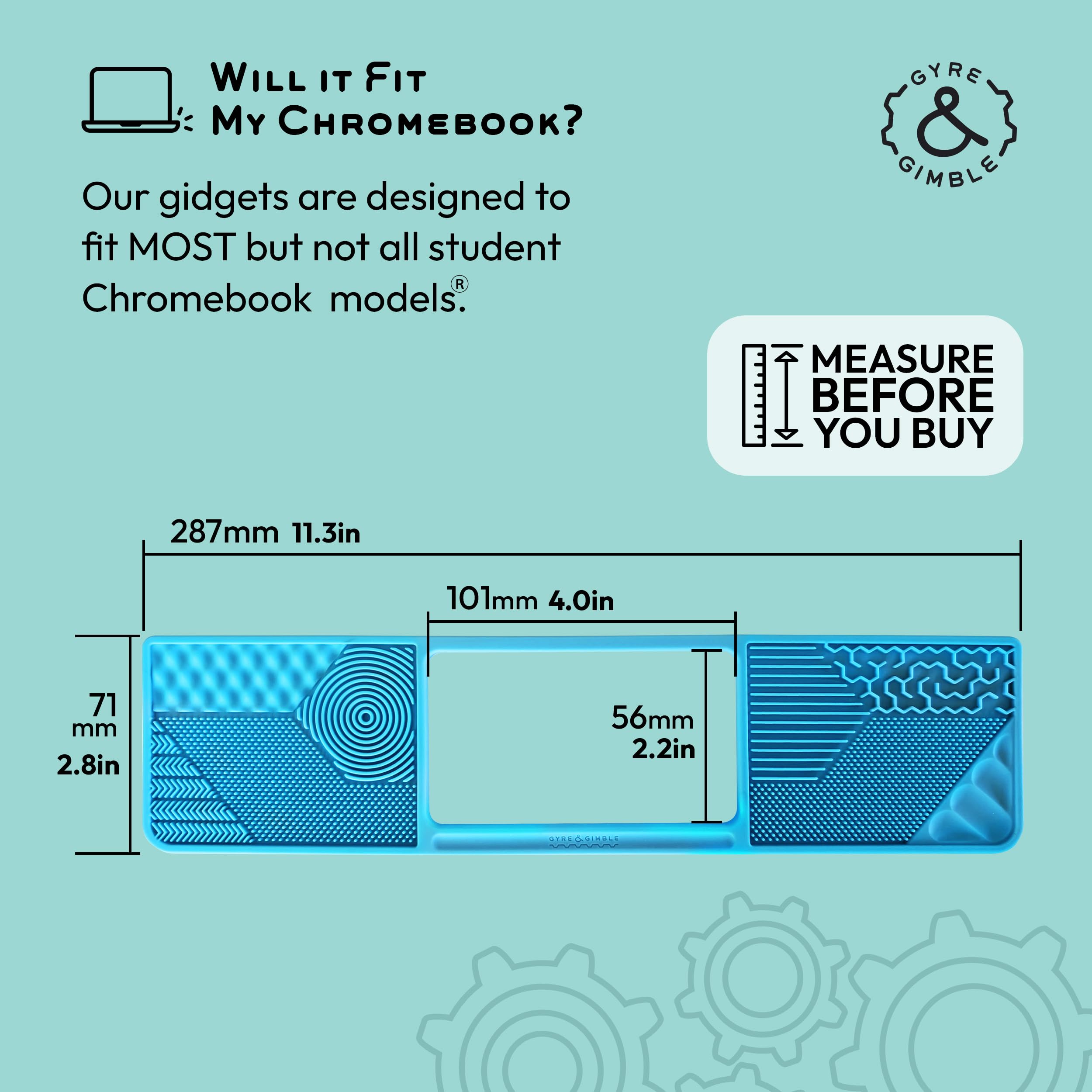Student ChromebookⓇ Gidget: Silicone Sensory Mat/Palm Rest Compatible with Most Student ChromebookⓇ Models - Image 3