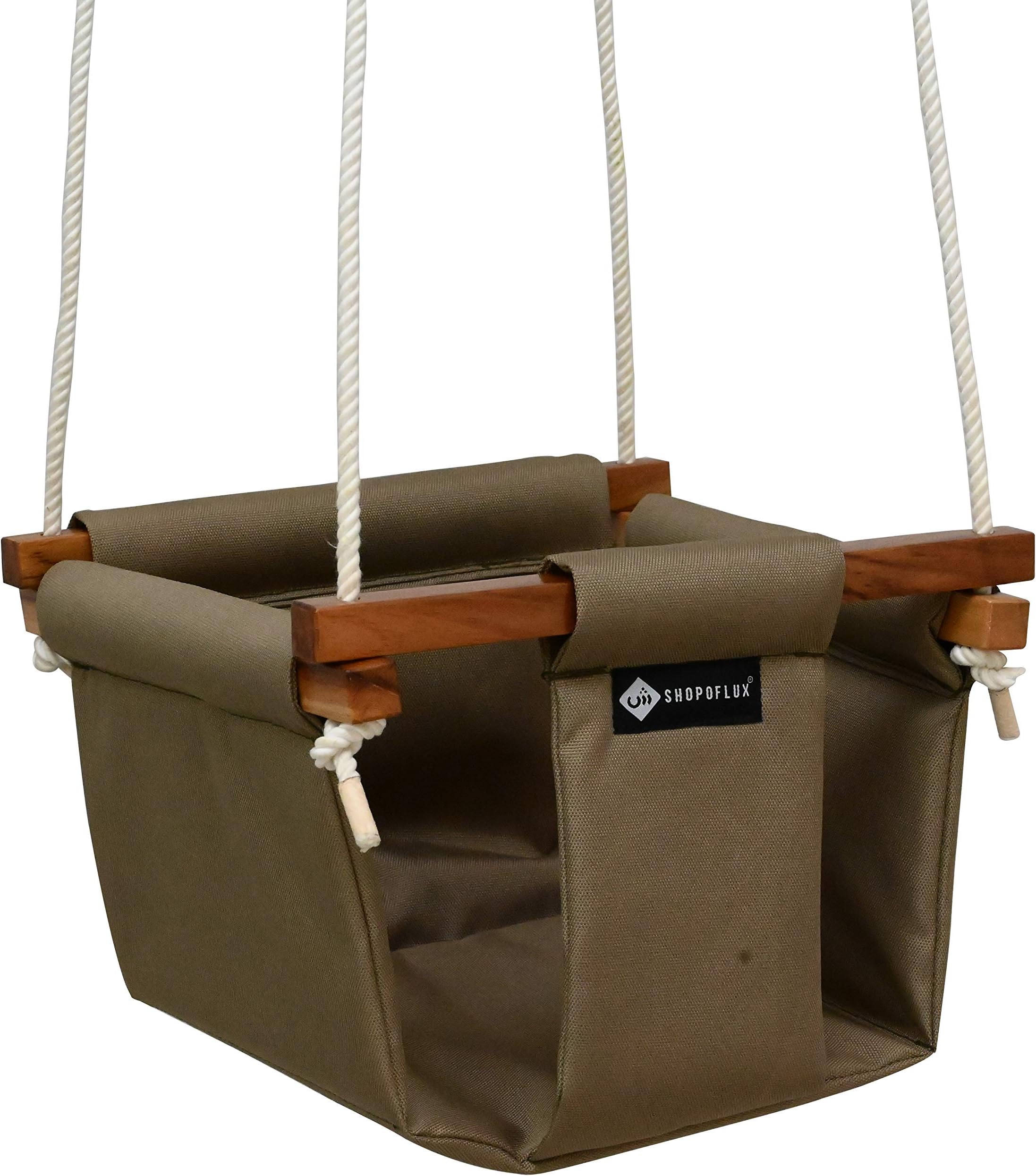 Polyester Swing for Kids and Baby | Indoor Outdoor Hanging Jhula | 6 Months to 3 Years (Up to 25 Kg) | Brown, 29.9 Cm