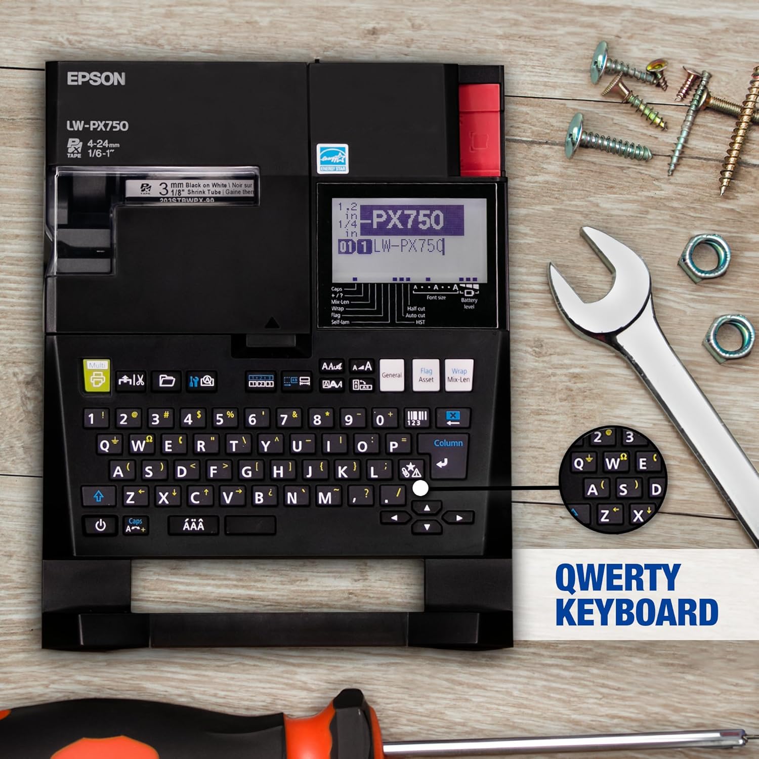 LABELWORKS Epson Music Department Assistant Bundle - LW-PX750 Industrial Label Maker Kit - Complete Kit with Accessories and 224VTBWPX Tape Cartridge