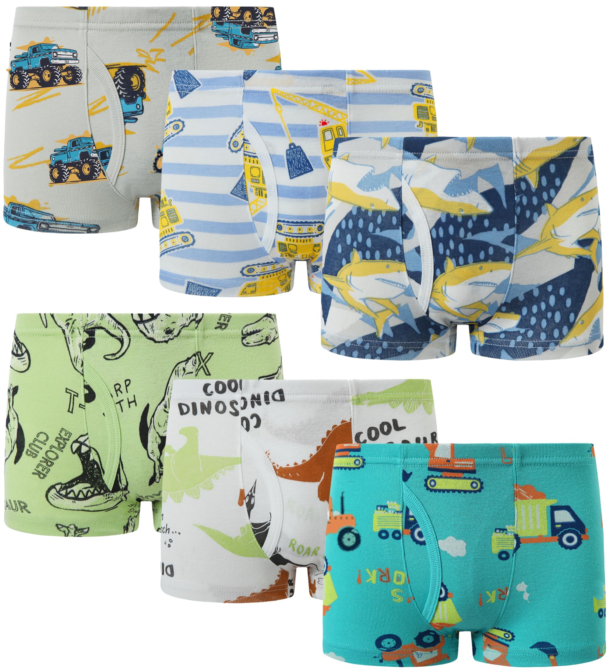 Finihen Boys Boxer Underwear Cotton Briefs Kids Toddler Boys Dinosaur Truck Panties.