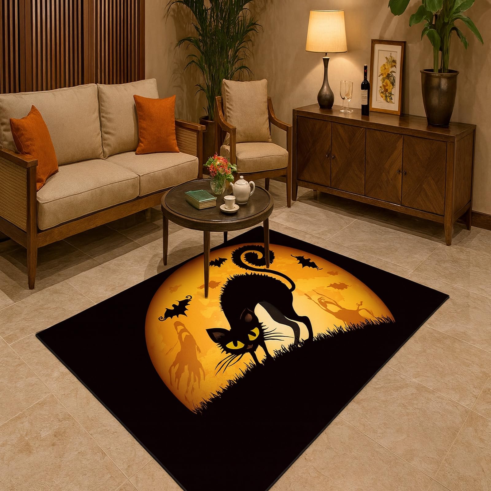 Tapis antidérapant pour salon 160x230cm de cuisine chambre doux orange