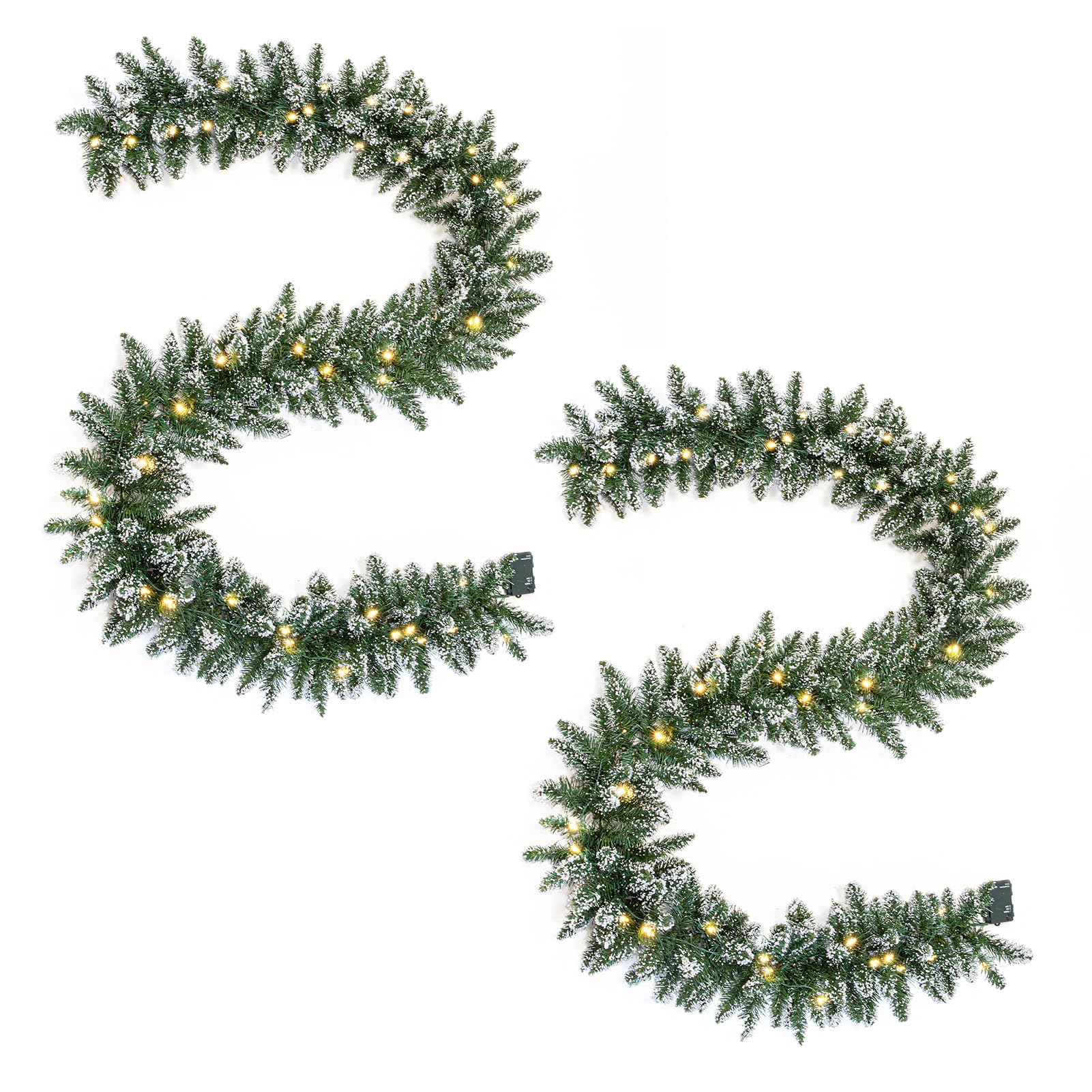 WBHome 2 PCS Pre-lit 9 Feet/106 Inch Christmas Garland with 50 LED Lights Holiday Decorations, Battery Operated (Batteries NOT Included)