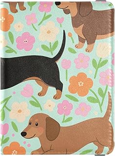 Funda de piel para pasaporte, diseño de perro salchicha, color marrón, para viajes, familia, viajes, organizador de documentos, protector para pasaporte, funda tipo cartera para mujer, impermeable