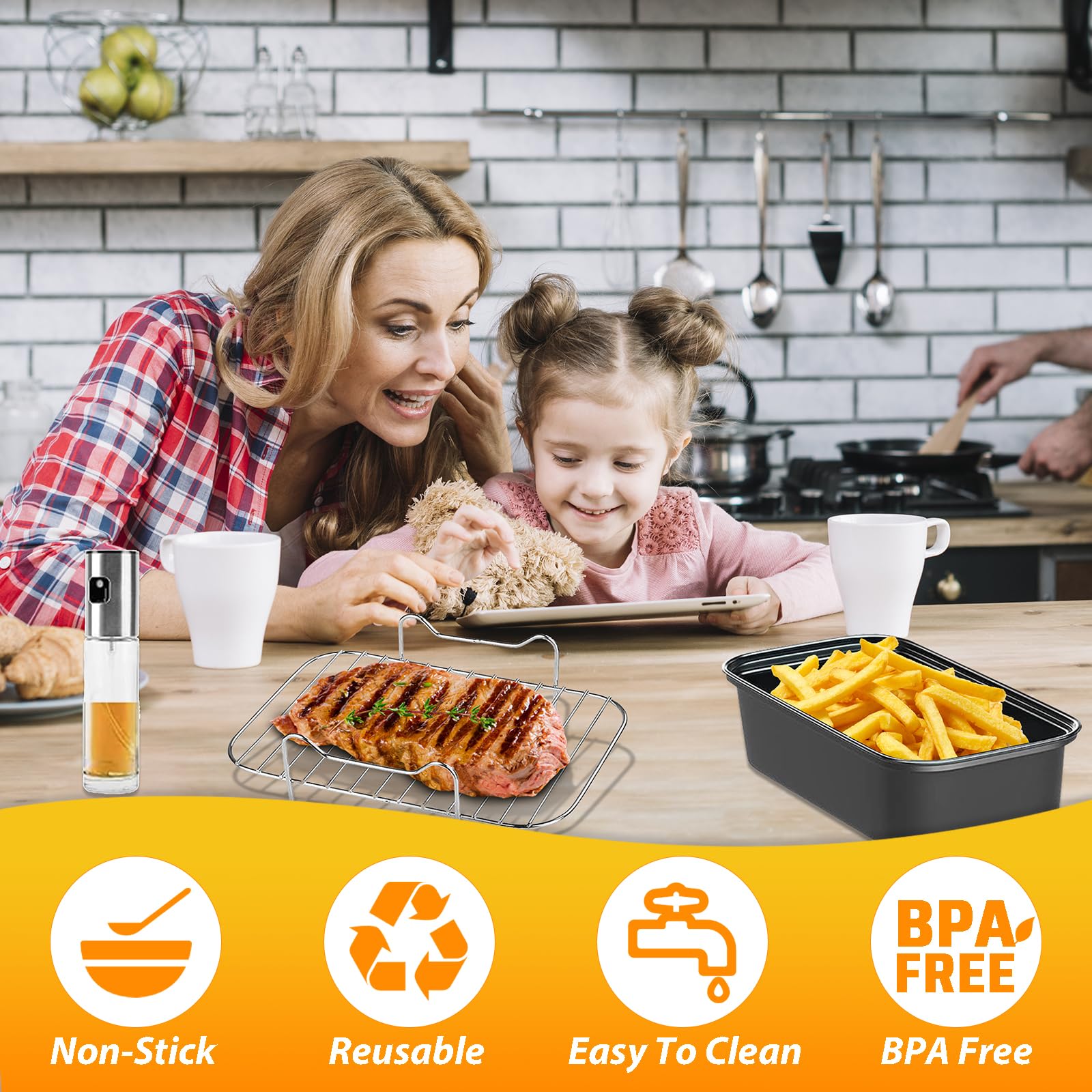 Accessori Per Friggitrice Ad Aria Ninja AF500EU - Stampi Silicone, Griglie, Spiedini, 10.4L - Foto 4