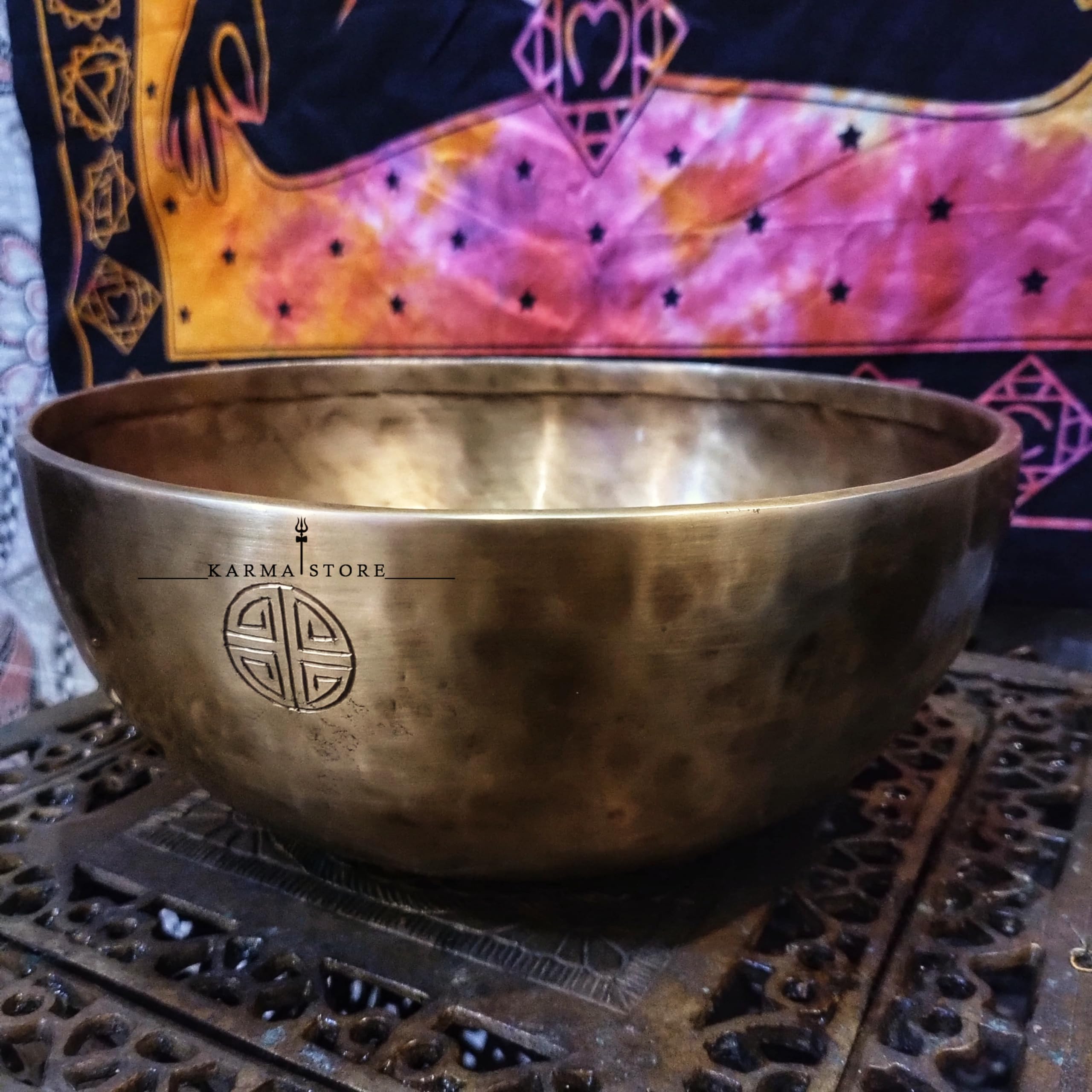 10" Inches Himalayan Full Moon Singing Bowl Set, 7-Metal Alloy, with Cushion and Mallet by Karma store