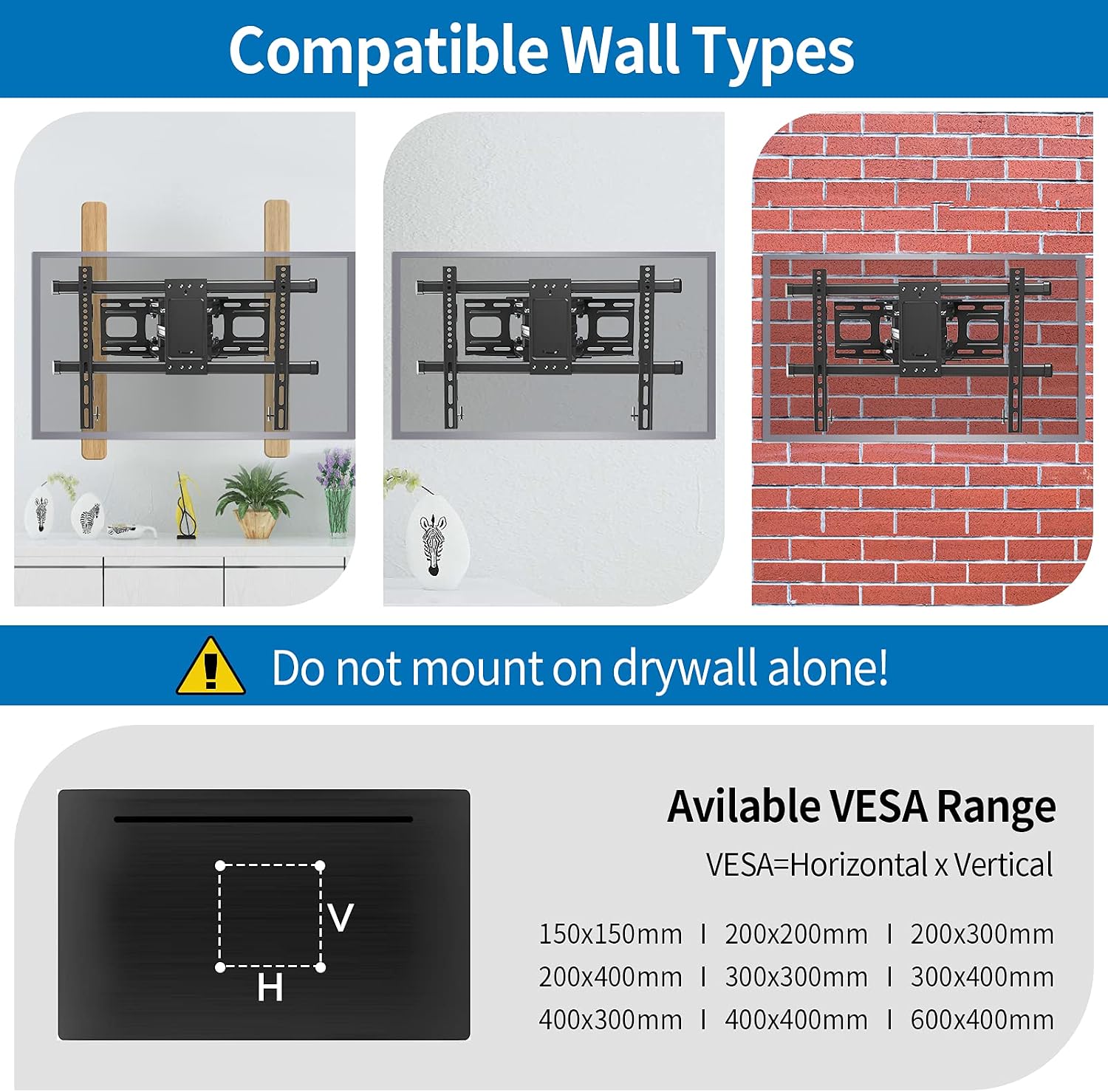 Full Motion TV Wall Mount with Height Setting JUSTSTONE TV Mount for Most 37-82 Inch Flat Curved TVs,TV Bracket Dual Articulating Arms Swivels Tilts Rotation Holds up to 121lbs, Max VESA 600X400mm