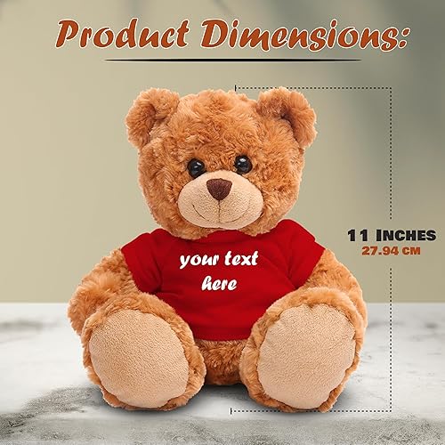 Miniatura 9 de Plushland Oso de peluche de 11 pulgadas, regalo personalizado para el día de la madre, San Valentín, graduación, cumpleaños (oso ocha, azul marino)