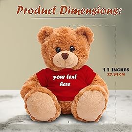 Plushland Teddy Bear 11 Inch, Stuffed Animal Personalized Gift - Great Present for Mothers Day, Valentine Day, Graduation, Birthday,Anniversary, get Well,Christmas (Mocha Bear, red)