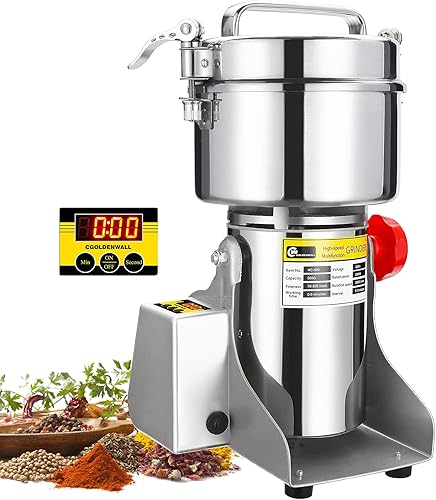 CGOLDENWALL Molinillo de grano con pantalla LED, 88.18 oz, molinillo eléctrico de especias de alta velocidad, máquina de polvo de motor comercial de
