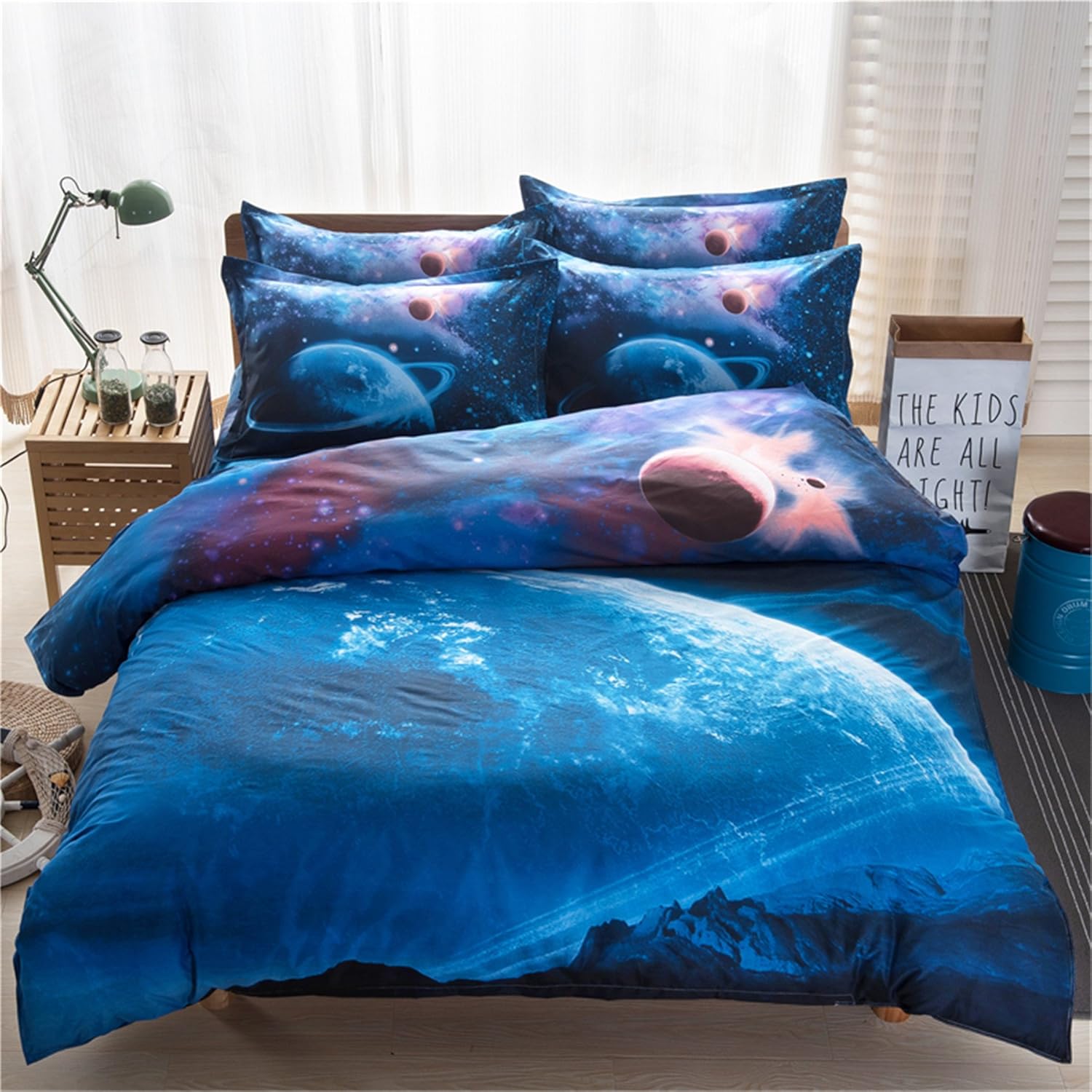 FUYA 3D Galaxy Bedding Twin Size Outer Space Home Textile