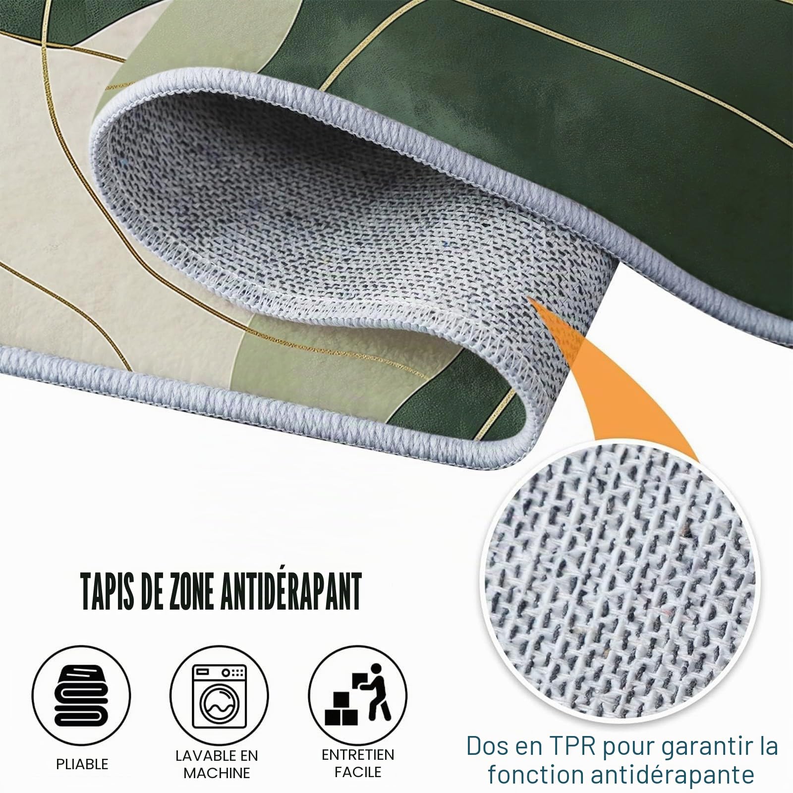 Générique Tapis Shaggy Lavable Beige Vert Olive médiéval 120cm x 180cm Tapis - Moelleux et Antidérapant Pare-humidité Tapis pour Salon, Couloir, Salle d'étude, Décorations Intérieures