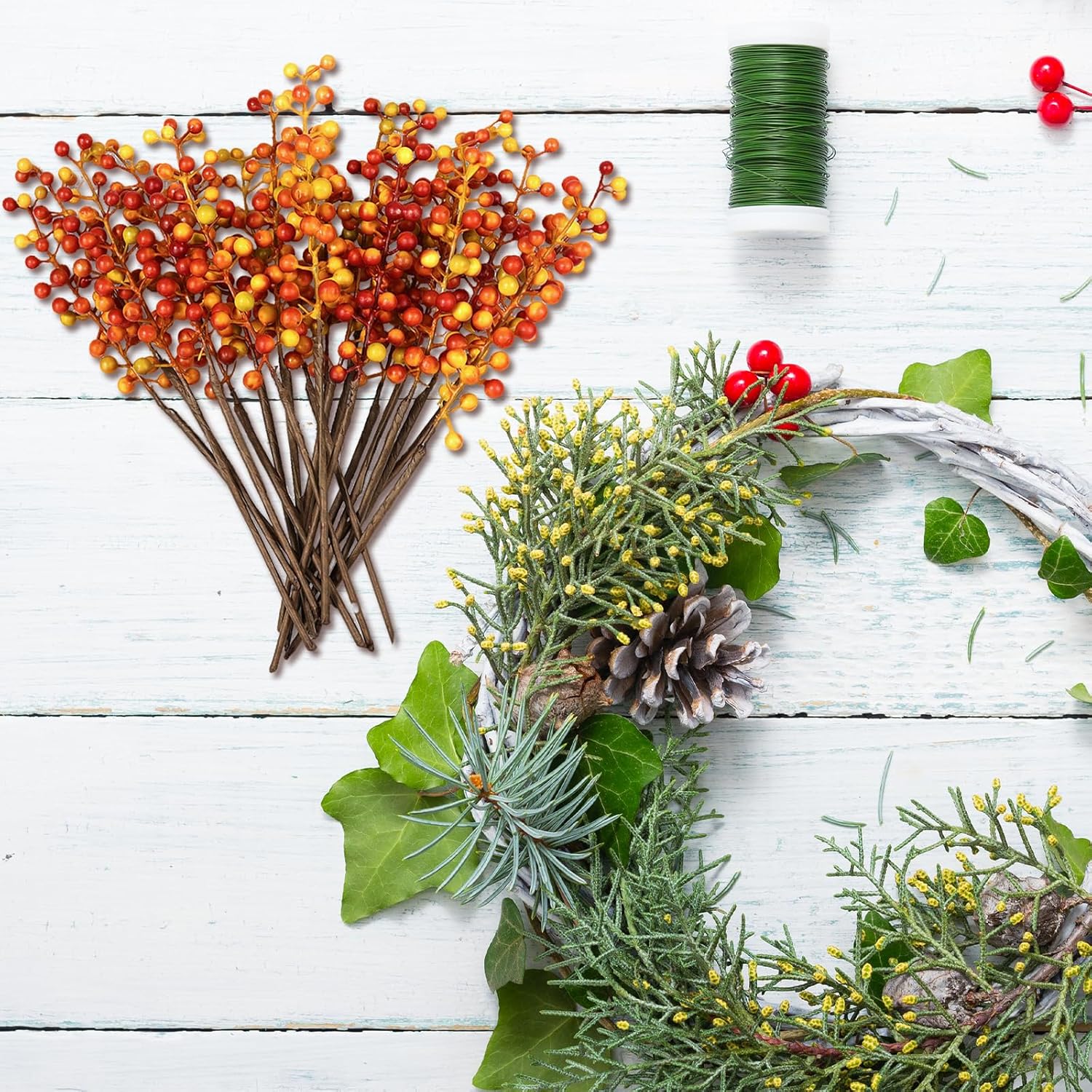 LIHIQIYA Umelé bobuľové vetvičky detailný záber