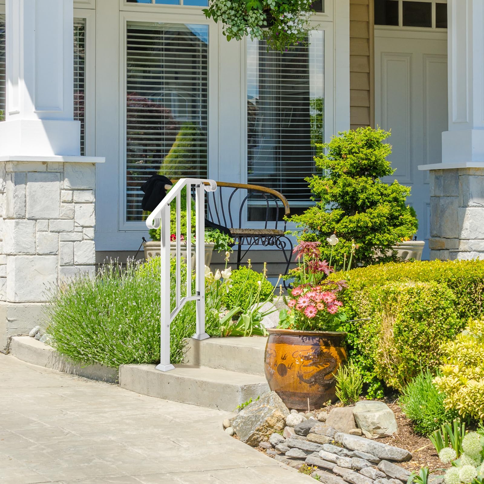 Home Front Step Hand Railing Snapklik.com : 2 Step Handrails For Outdoor Steps, Fit 1 Or 2 Steps ...