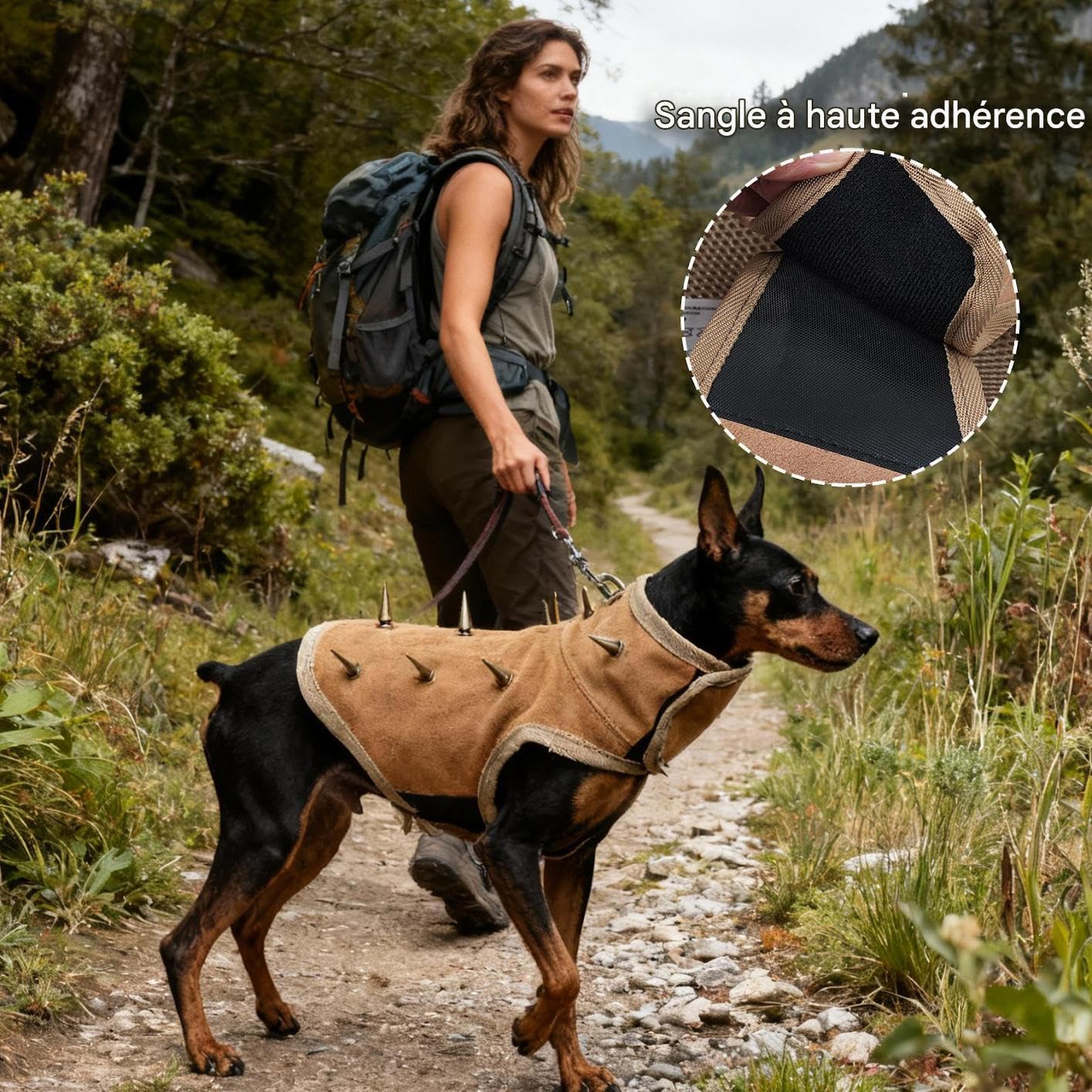 Gilet a punta per cane, abbigliamento per animali da compagnia regolabile, gilet di protezione pettorina per cani con punte rimovibili, per allenamento, escursionismo, passeggiate e sicurezza urbana