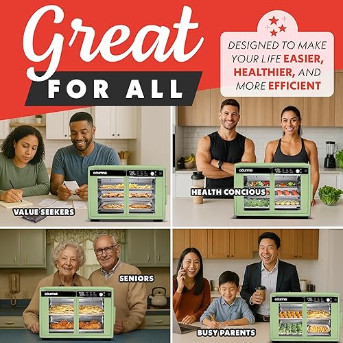 Miniatura 8 de Gourmia Freidora de aire digital para puerta francesa, capacidad XL de 37 cuartos de galón, 12 presets, tecnología FryForce de 360, deshidrata,