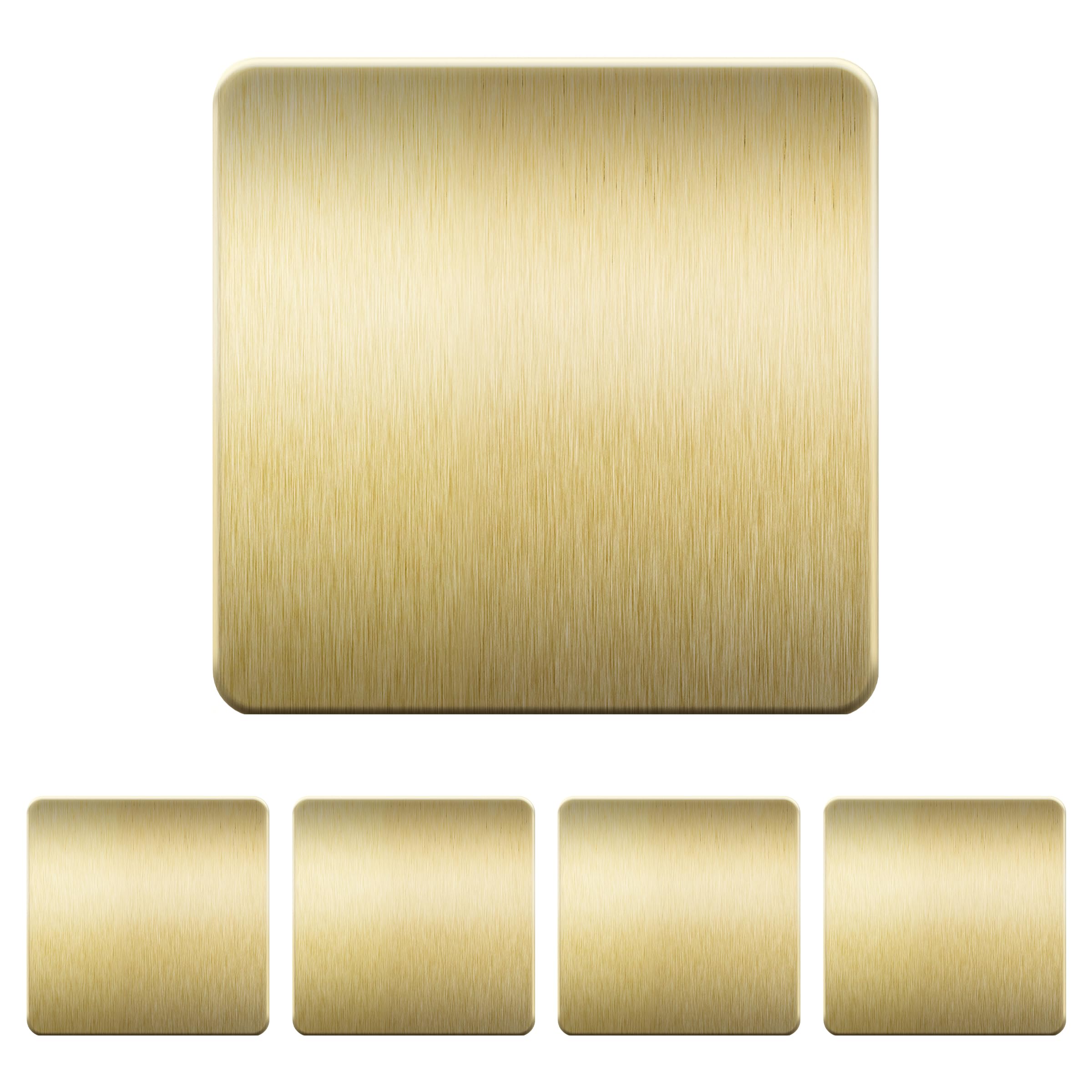 LIDER Screwless 1-Gang Blank Faceplate, Round Edges, Brushed Brass, 5-Pack