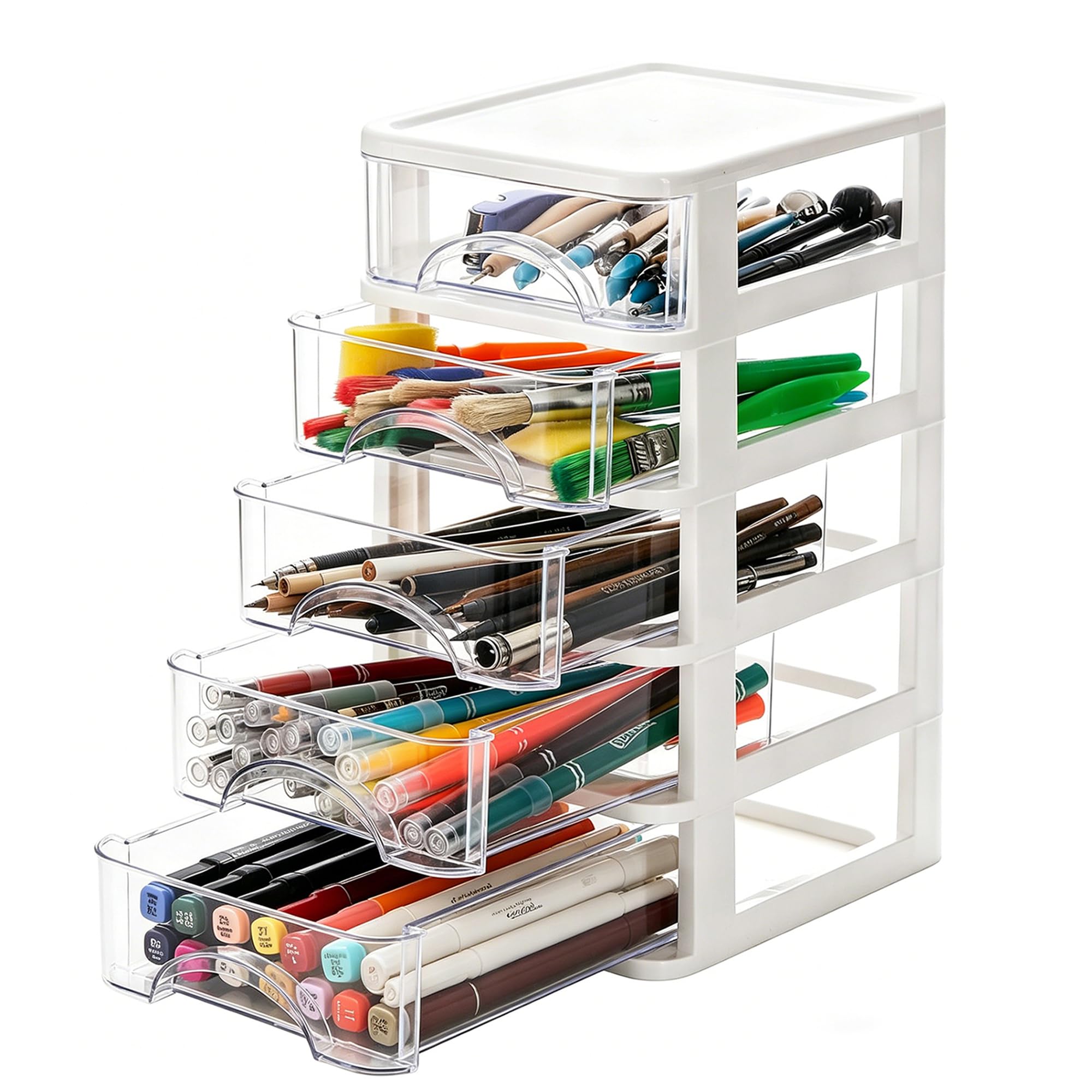 Organisateur de bureau avec tiroir et 5 compartiments en plastique