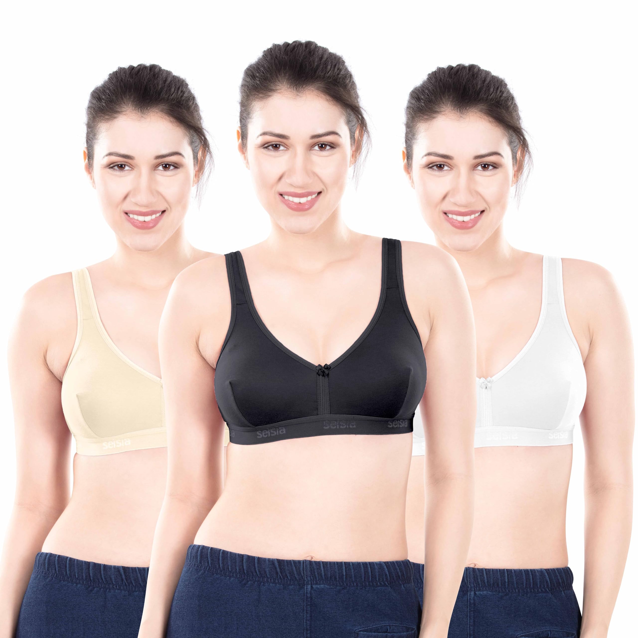 selsia trendy women Selsia Women's Cotton Mizi Sports Bra | Pack of 3 | (Multi Color)-picture-14