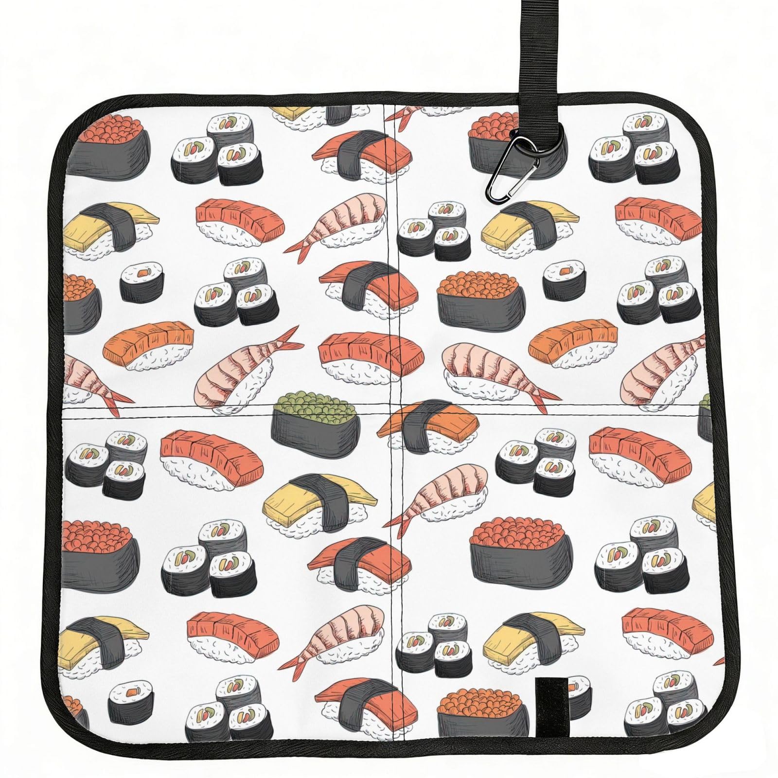 UVBDF Sushi Print Outdoor Sitting Cushion Folding Seat Pad Compact Portable Picnic Bench Cushion Mat