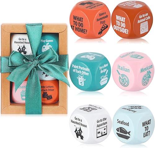 RoundFunny 6 piezas de regalos para el día de San Valentín, dados de noche para parejas, dados de decisión de comida, decisión de citas para él,