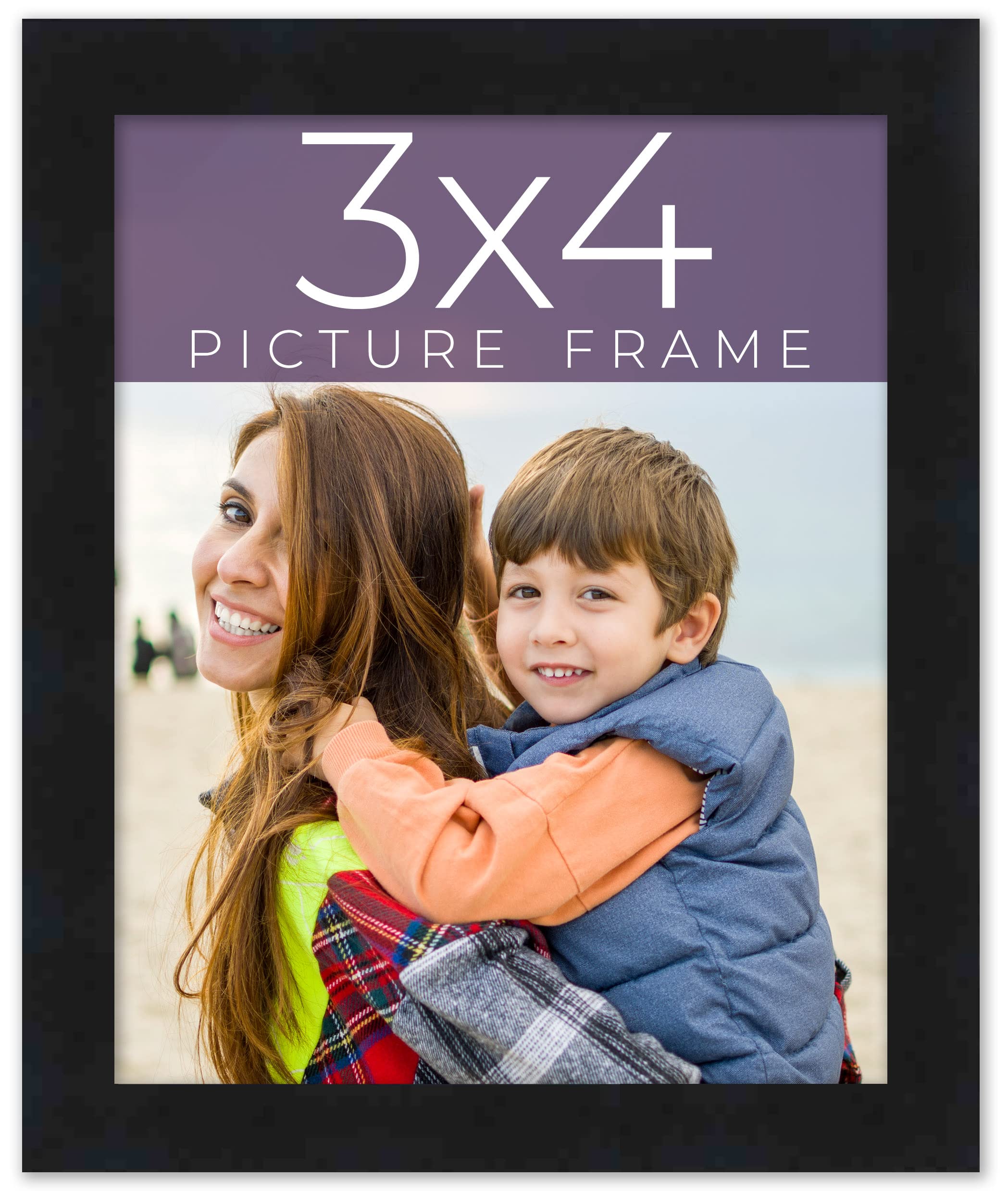 Amazon.com - 3x4 IN Frame Black Real Wood Picture Frame Width 0.75